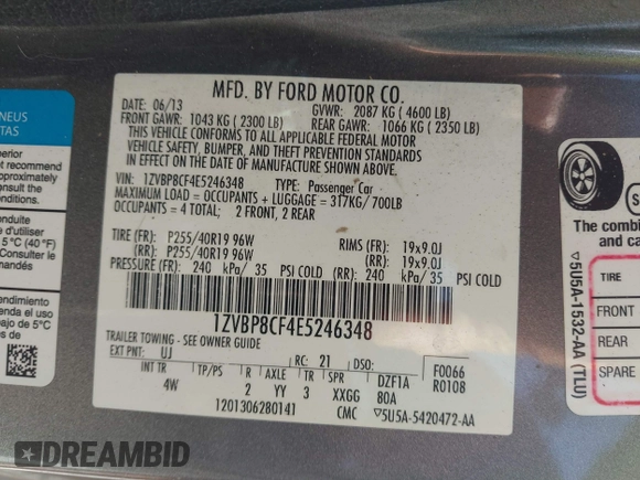 2014 Ford Mustang GT with VIN 1ZVBP8CF4E5246348, listed as a IAAI auction lot 42375301 with 159,687 mi miles and . Bid and sale history available at DreamBid. Image 9.
