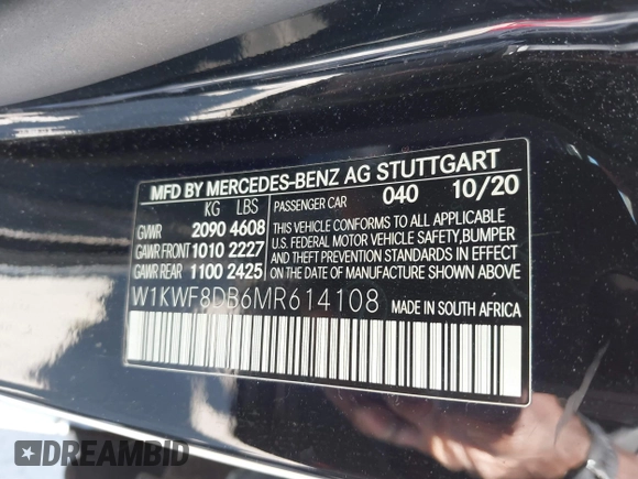 2021 Mercedes-Benz C 300 z VIN W1KWF8DB6MR614108, wystawiony jako IAAI lot #42227025 z przebiegiem 44 481 mil mil oraz . Historia ofert i sprzedaży dostępna na DreamBid. Obrazek 9.
