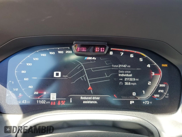 2021 BMW M4 Competition with VIN WBS33AZ03MCG77153, listed as a Copart auction lot 49113644 with 21,147 mi miles and Salvage Title. Bid and sale history available at carsss.com. Image 9.