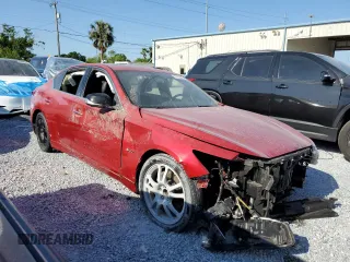 2018 Infiniti Q50 Red Sport 400 with VIN JN1FV7AP1JM460510, listed as a Copart auction lot 53756065 with Not provided miles and Salvage title. Bid and sale history available at DreamBid. Image 4.