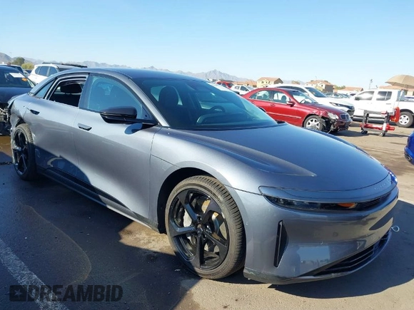 2025 Lucid Air Pure with VIN 50EA1PGA6SA002823, listed as a IAAI auction lot 41840873 with 756 mi miles. Bid and sale history available at carsss.com. Image 1.