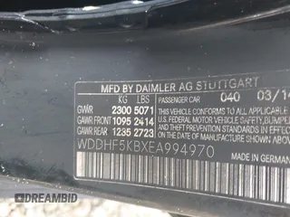 2014 Mercedes-Benz E E 350 Sport with VIN WDDHF5KBXEA994970, listed as a IAAI auction lot 41973386 with Not Provided miles. Bid and sale history available at carsss.com. Image 9.