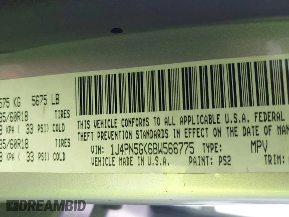 2011 Jeep Liberty Limited 70th Anniversary with VIN 1J4PN5GK6BW566775, listed as a IAAI auction lot 42082197 with 173,201 mi miles and . Bid and sale history available at DreamBid. Image 9.