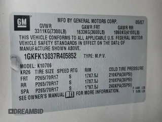 2007 GMC Yukon SLT with VIN 1GKFK13037R405852, listed as a Copart auction lot 51308065 with 282,547 mi miles and Salvage Title. Bid and sale history available at carsss.com. Image 13.