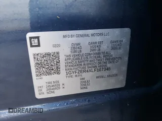 2020 Cadillac XT4 FWD Sport with VIN 1GYFZER4XLF107345, listed as a Copart auction lot 62453502 with 0 mi miles. Bid and sale history available at carsss.com. Image 10.