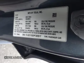 2023 Tesla Model 3 Long Range with VIN 5YJ3E1EB3PF389517, listed as a IAAI auction lot 41484978 with 13,411 mi miles and . Bid and sale history available at DreamBid. Image 9.