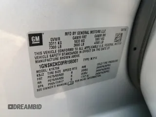 2015 Chevrolet Tahoe LTZ z VIN 1GNSKCKC0FR198361, wystawiony jako Copart lot #54220155 z przebiegiem 176 429 mil mil oraz Szkoda całkowita • Salvage title. Historia ofert i sprzedaży dostępna na DreamBid. Obrazek 13.