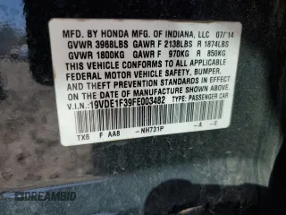 2015 Acura ILX z VIN 19VDE1F39FE003482, wystawiony jako Copart lot #53515065 z przebiegiem 167 253 mil mil oraz Szkoda całkowita • Salvage title. Historia ofert i sprzedaży dostępna na DreamBid. Obrazek 14.