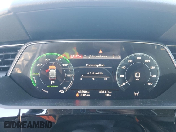 2022 Audi e-tron Premium with VIN WA1AAAGE1NB019221, listed as a Copart auction lot 41872005 with 47,890 mi miles and Salvage Title. Bid and sale history available at DreamBid. Image 9.