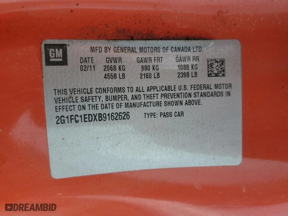 2011 Chevrolet Camaro 2LT with VIN 2G1FC1EDXB9162626, listed as a Copart auction lot 51336495 with 183,577 mi miles and Clean Title. Bid and sale history available at carsss.com. Image 12.