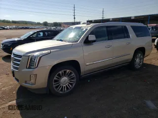 2015 Cadillac Escalade ESV Platinum z VIN 1GYS4UKJ8FR610432, wystawiony jako Copart lot #63730134 z przebiegiem Nie podano mil oraz Czysty tytuł • Clean title. Historia ofert i sprzedaży dostępna na DreamBid. Obrazek 1.