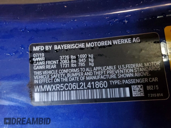 2020 MINI Hardtop Cooper S z VIN WMWXR5C06L2L41860, wystawiony jako Copart lot #41534915 z przebiegiem 26 580 mil mil oraz Szkoda całkowita • Salvage title. Historia ofert i sprzedaży dostępna na DreamBid. Obrazek 13.