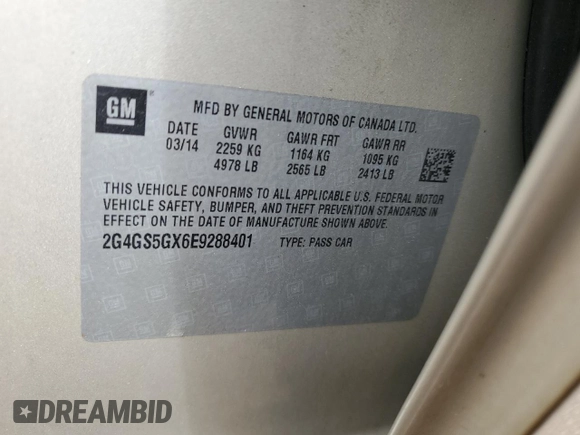 2014 Buick Regal Premium II с VIN 2G4GS5GX6E9288401, выставлен на аукционе Copart как лот 60639225 с пробегом 192 944 миль миль и Списание • Salvage title. История ставок и продаж доступна на DreamBid. Изображение 12.