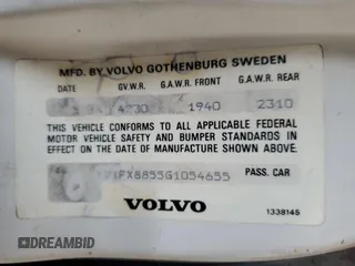 1986 Volvo 740 with VIN YV1FX8855G1054655, listed as a Copart auction lot 85474964 with 613,550 mi miles and Clean Title. Bid and sale history available at carsss.com. Image 12.
