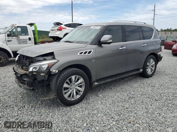 2016 Infiniti QX80 z VIN JN8AZ2NE3G9121495, wystawiony jako Copart lot #55489125 z przebiegiem 114 032 mil mil oraz Szkoda całkowita • Salvage title. Historia ofert i sprzedaży dostępna na DreamBid. Obrazek 1.