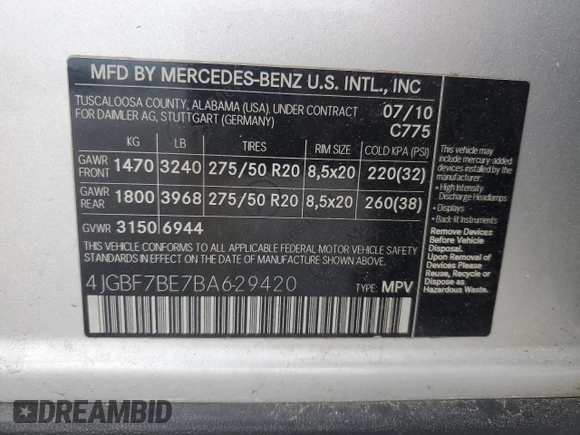 2011 Mercedes-Benz GL-Class GL 450 with VIN 4JGBF7BE7BA629420, listed as a Copart auction lot 52714185 with 147,732 mi miles and Clean Title. Bid and sale history available at carsss.com. Image 13.
