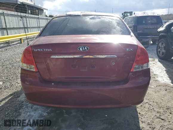 2009 Kia Spectra SX with VIN KNAFE222495661159, listed as a Copart auction lot 42604295 with 123,934 mi miles and Salvage Title. Bid and sale history available at carsss.com. Image 6.