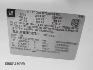 2011 GMC Terrain SLT-2 with VIN 2CTFLWE59B6317511, listed as a IAAI auction lot 41826425 with 165,704 mi miles and . Bid and sale history available at carsss.com. Image 9.