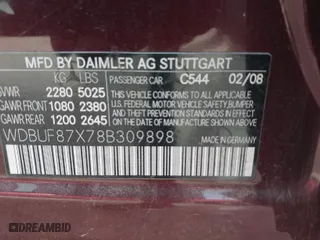 2008 Mercedes-Benz E-Class Luxury 3.5L with VIN WDBUF87X78B309898, listed as a IAAI auction lot 41238056 with 29,479 mi miles. Bid and sale history available at carsss.com. Image 9.