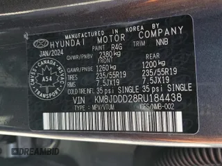 2024 Hyundai Tucson with VIN KM8JDDD28RU184438, listed as a Copart auction lot 59365805 with 15,113 mi miles and Salvage title. Bid and sale history available at DreamBid. Image 14.