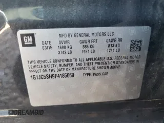2015 Chevrolet Sonic LT with VIN 1G1JC5SH9F4185669, listed as a Copart auction lot 54649095 with 120,763 mi miles and Clean Title. Bid and sale history available at DreamBid. Image 12.
