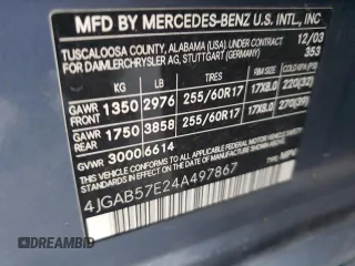 2004 Mercedes-Benz M-Class 3.5L with VIN 4JGAB57E24A497867, listed as a Copart auction lot 81028994 with 147,822 mi miles and Salvage Title. Bid and sale history available at carsss.com. Image 13.