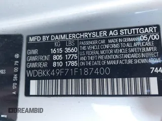 2001 Mercedes-Benz SLK 230 Kompressor с VIN WDBKK49F71F187400, выставлен на аукционе IAAI как лот 41234092 с пробегом 168 219 миль миль и . История ставок и продаж доступна на DreamBid. Изображение 9.