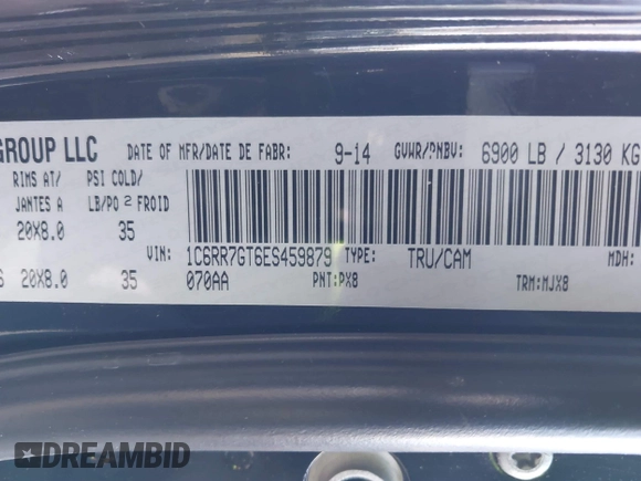 2014 Ram 1500 Big Horn с VIN 1C6RR7GT6ES459879, выставлен на аукционе IAAI как лот 41502894 с пробегом 165 125 миль миль и . История ставок и продаж доступна на DreamBid. Изображение 9.