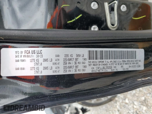 2020 Jeep Cherokee Latitude Plus z VIN 1C4PJLLB6LD552528, wystawiony jako Copart lot #54622145 z przebiegiem 65 438 mil mil oraz Szkoda całkowita • Salvage title. Historia ofert i sprzedaży dostępna na DreamBid. Obrazek 13.