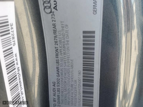 2013 Audi S5 Premium Plus with VIN WAUCGAFH7DN001180, listed as a Copart auction lot 80486344 with 139,521 mi miles and Clean Title. Bid and sale history available at carsss.com. Image 14.