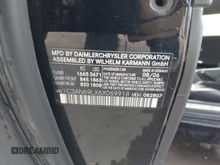 2006 Chrysler Crossfire Limited with VIN 1C3AN69LX6X069918, listed as a IAAI auction lot 41377430 with 156,034 mi miles and . Bid and sale history available at DreamBid. Image 9.