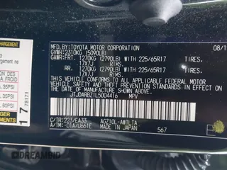 2020 Lexus NX 300 with VIN JTJDARBZ1L5004416, listed as a IAAI auction lot 42318523 with 77,083 mi miles and . Bid and sale history available at DreamBid. Image 9.
