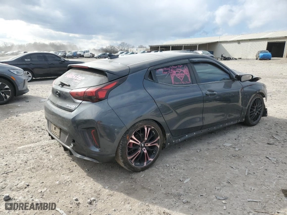 2019 Hyundai Veloster Turbo R-Spec with VIN KMHTH6AB5KU009504, listed as a Copart auction lot 42144805 with 123,967 mi miles and Salvage Title. Bid and sale history available at carsss.com. Image 3.