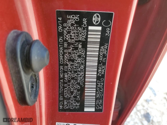 2014 Toyota Prius v Two with VIN JTDZN3EU9EJ012431, listed as a Copart auction lot 48493875 with 98,948 mi miles and Salvage Title. Bid and sale history available at carsss.com. Image 12.
