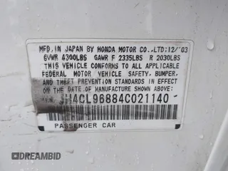 2004 Acura TSX with VIN JH4CL96884C021140, listed as a IAAI auction lot 42540399 with 248,040 mi miles and . Bid and sale history available at DreamBid. Image 9.