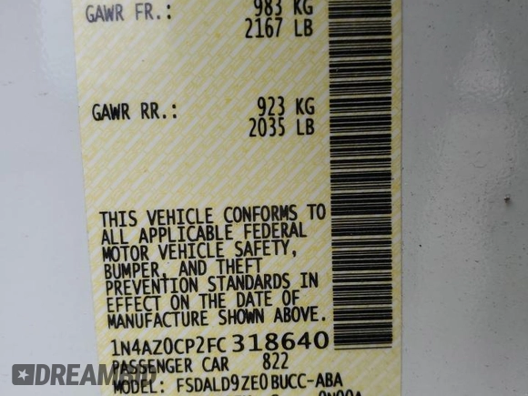 2015 Nissan LEAF SV with VIN 1N4AZ0CP2FC318640, listed as a Copart auction lot 47605593 with 48,523 mi miles. Bid and sale history available at carsss.com. Image 13.