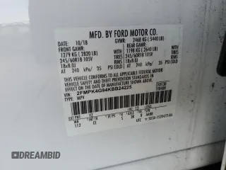 2019 Ford Edge SE z VIN 2FMPK4G94KBB24225, wystawiony jako Copart lot #61424715 z przebiegiem 73 324 mil mil oraz Szkoda całkowita • Salvage title. Historia ofert i sprzedaży dostępna na DreamBid. Obrazek 12.