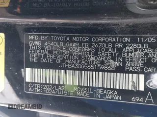 2006 Lexus ES 350 with VIN JTHBA30G565159868, listed as a IAAI auction lot 41389898 with 143,604 mi miles and . Bid and sale history available at DreamBid. Image 9.