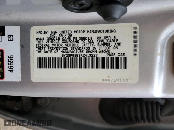 2010 Pontiac Vibe w/1SA with VIN 5Y2SP6E88AZ413223, listed as a Copart auction lot 80743824 with 179,688 mi miles and Salvage Title. Bid and sale history available at carsss.com. Image 12.