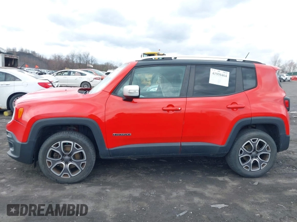 2015 Jeep Renegade Limited with VIN ZACCJBDT7FPB28670, listed as a IAAI auction lot 41950464 with 142,018 mi miles and . Bid and sale history available at DreamBid. Image 14.