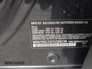 2015 BMW 7 Series 750i xDrive with VIN WBAYB6C56FG299238, listed as a IAAI auction lot 41441393 with 62,396 mi miles. Bid and sale history available at carsss.com. Image 9.