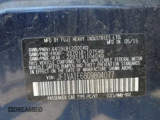 2016 Subaru WRX Premium с VIN JF1VA1E68G9804077, выставлен на аукционе IAAI как лот 42131598 с пробегом 180 246 миль миль и . История ставок и продаж доступна на DreamBid. Изображение 9.