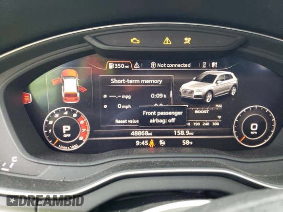 2018 Audi SQ5 Premium Plus with VIN WA1A4AFY9J2174211, listed as a Copart auction lot 44818213 with 48,868 mi miles. Bid and sale history available at carsss.com. Image 9.