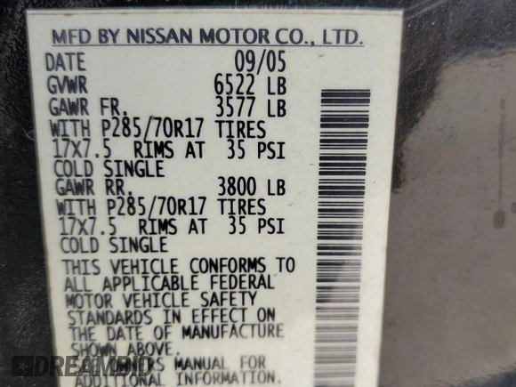 2006 Nissan Titan SE with VIN 1N6BA06B66N517410, listed as a Copart auction lot 75875144 with 347,333 mi miles and Salvage Title. Bid and sale history available at DreamBid. Image 12.