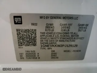 2023 Chevrolet Traverse Premier with VIN 1GNEVKKW2PJ129129, listed as a Copart auction lot 44035845 with 20,740 mi miles and Salvage Title. Bid and sale history available at carsss.com. Image 13.