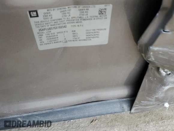2012 GMC Terrain SLT-1 with VIN 2GKFLUE57C6182342, listed as a Copart auction lot 43390965 with 110,812 mi miles and Salvage Title. Bid and sale history available at carsss.com. Image 12.