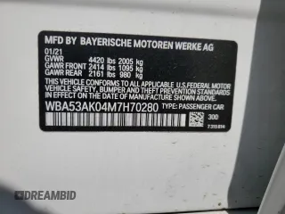 2021 BMW 2 Series 228i with VIN WBA53AK04M7H70280, listed as a Copart auction lot 56174755 with 23,626 mi miles and Salvage title. Bid and sale history available at DreamBid. Image 12.