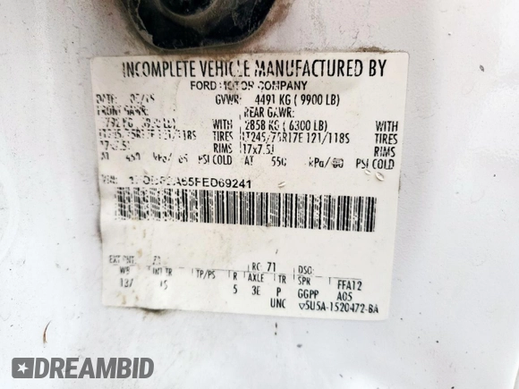 2015 Ford F-250 XL с VIN 1FDBF2A65FED69241, выставлен на аукционе Copart как лот 53189855 с пробегом 170 561 миль миль и Списание • Salvage title. История ставок и продаж доступна на DreamBid. Изображение 12.