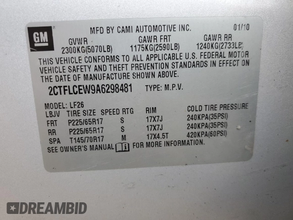 2010 GMC Terrain SLE-1 with VIN 2CTFLCEW9A6298481, listed as a Copart auction lot 77383024 with 201,971 mi miles and Clean Title. Bid and sale history available at carsss.com. Image 13.
