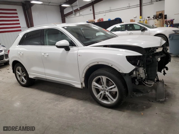 2020 Audi Q3 S line Premium with VIN WA1DECF39L1033223, listed as a Copart auction lot 85299684 with 0 mi miles and Salvage Title. Bid and sale history available at carsss.com. Image 4.